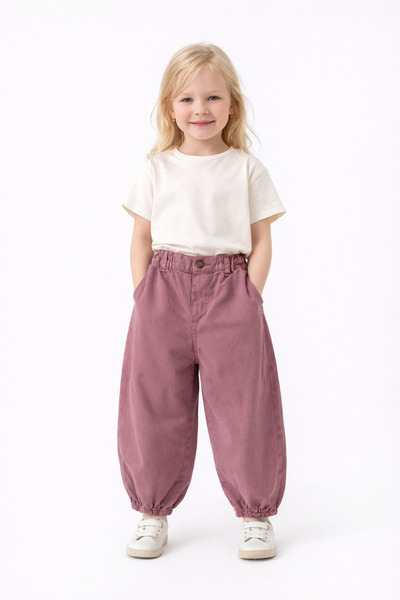 Motebarn Wear Devojčice, farmerke sa balon hlačama u boji prašnjave ruže, sa ...