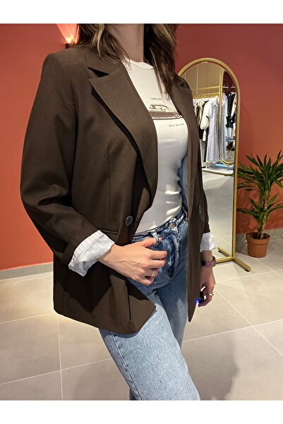Liora by Esra Çizgili Kol Blazer Ceket