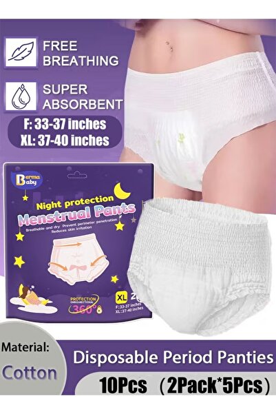 Generic 10Pcs Disposable Period Panties F/XL 2 Size Choice Period Pants (5Pac...