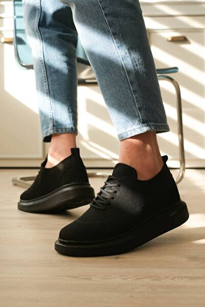 Mhoda Shoes RLX-M101 Ανδρικά πλεκτά αθλητικά παπούτσια με κορδόνια TST - Μαύρο
