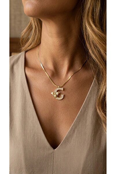 İNN JEWELLERY 316L Steel Necklace, Tarnish Resistant, Letter Figure Hypoaller...