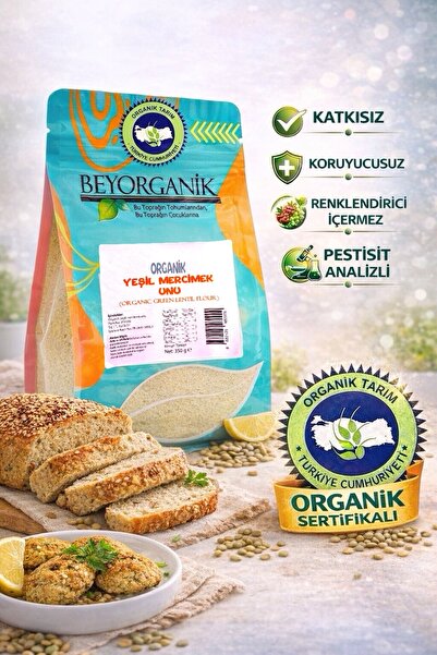 BEYORGANİK Organik Yeşil Mercimek unu 350gr