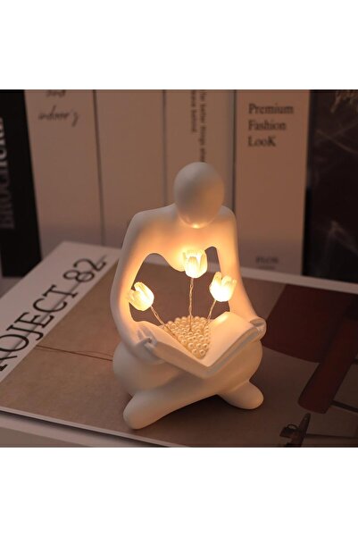 Arabest مصباح توليب منحوت للقراءة، ديكور مكتب غرفة المعيشة، رف كتب