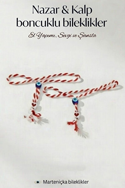 Miomundobaby Marteni̇çka - 10 Pieces |   Nazar & Kalp Beaded Two in One