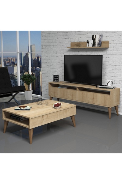 Variant Mobilya Best Tv Ünitesi ve Orta Sehpa Takımı - Meşe