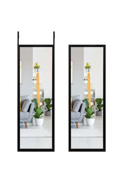 COSTWAY Full Length Metal Door Mirror with Adjustable Hook-Black