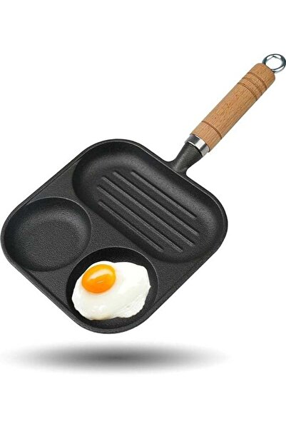Arabest 3-in-1 Divided Grill Pan, Cast Iron Breakfast Skillet, Black, for Hom...