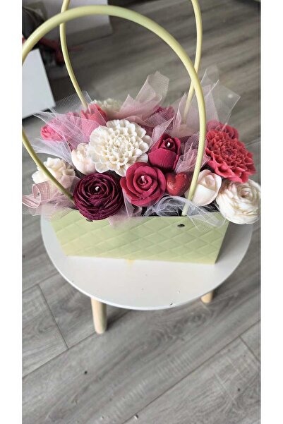 Roots&Flame Aranjament Floral Lumânări Sculptate în Coș – Cadou Delicat | Roo...