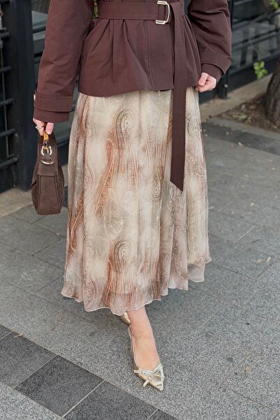 Venöve 26Ssete0011 Cerny Women's Skirt Shaw Pattern