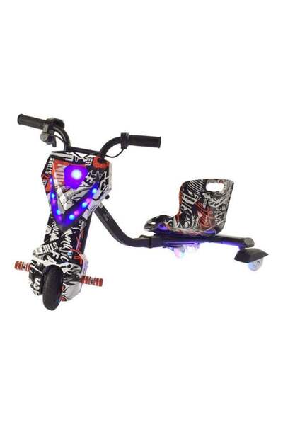 Rally Electric Drift Scooter 3 Wheel with Helmet Kit, Knee Guard and Elbow Mu...