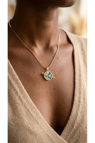 İNN JEWELLERY قلادة من الفولاذ 316L مقاومة للصدأ مع مضاد للحساسية أشكال كوكبي...