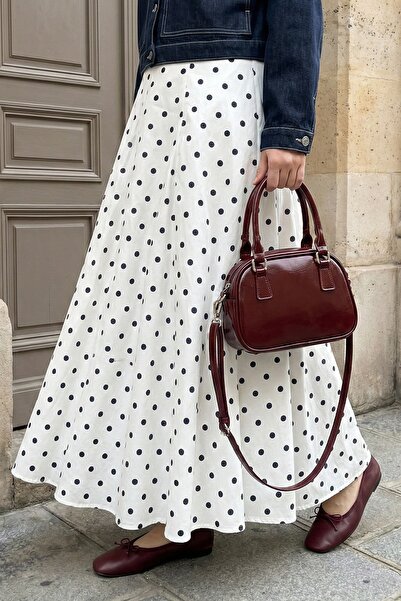 InStyle Pleated Polka Dot Piece White Skirt