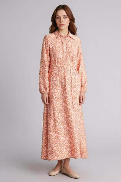 DeFacto Γιακάς πουκαμίσου με τύπωμα Φόρεμα με μακριά μανίκια H0194AX26SP