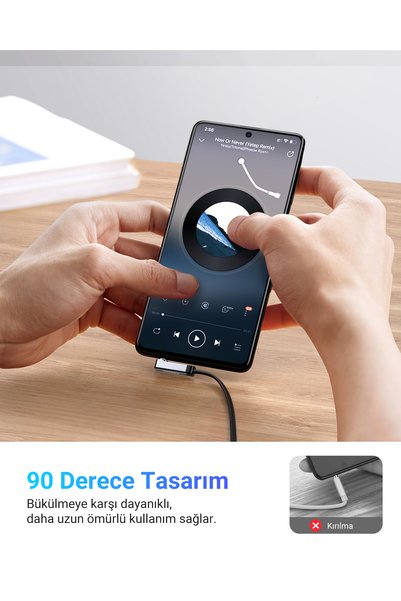 Ugreen 90 Degree Right Angled 3.5mm Flat Aux Audio Cable 1.5 Meters, 10598
