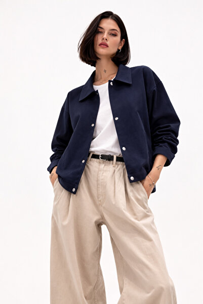 freemen Ženska jakna tamnoplave boje Oversize kroj Osnovni Gabardin Sezonsko