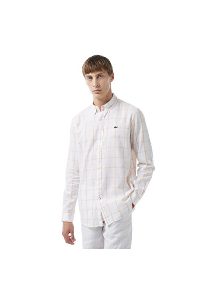 Lacoste Men's Regular Fit Plaid White Shirt