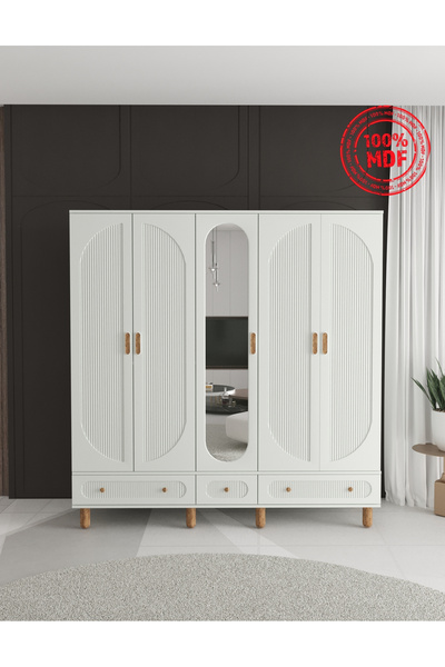 Teen & Bright SOHO 5 KAPAKLI ÇEKMECELİ GARDIROP - TAMAMI MDF