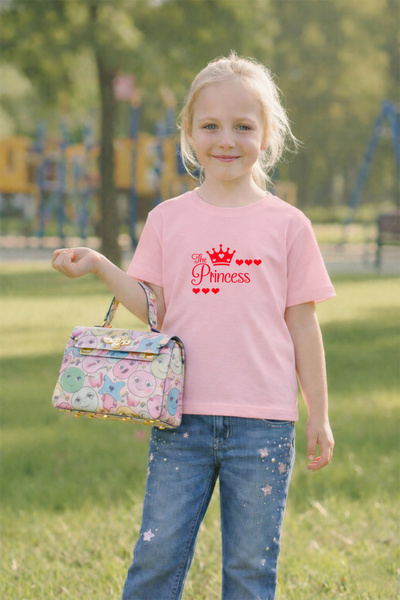 VODEXA Tricou pentru fete cu imprimeu prințesă, 100% bumbac – Tricou de vară ...