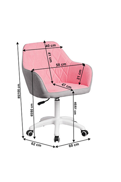 Bortis Scaun de birou, material roz / gri / alb,
