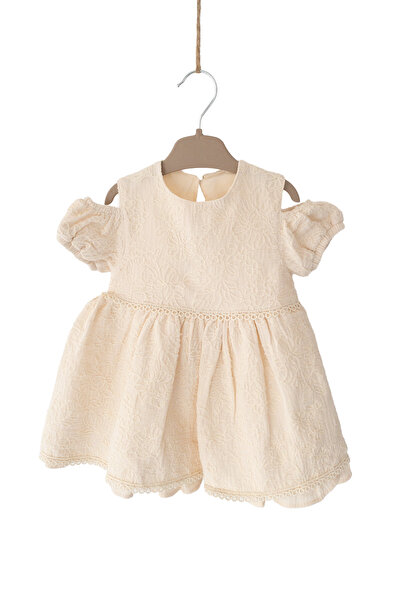cekic kids Kız Bebek Müslin Elbise %100 Pamuk Bayramlık Elbise Astarlı
