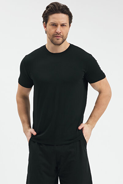 Malabadi Men's Black Crew Neck Micro Modal Extra Soft Comfortable Fit T-Shirt...