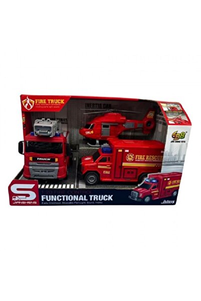 JS Toys Set cu 3 autospeciale Pompieri, cu frictiune, sunete si lumin...