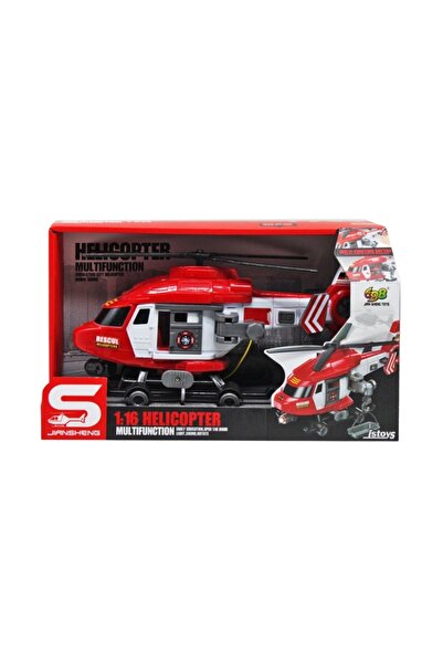 JS Toys Elicopter rosu, cu inertie, sunete si lumini, 1:16...