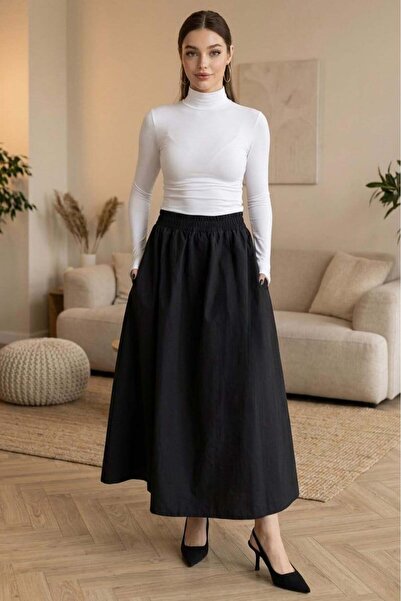 Madmext Crna elastična suknja za žene MG2616