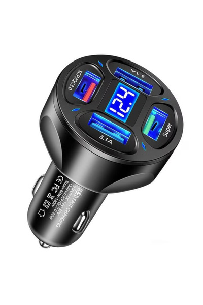OEM Adaptor auto cu încărcare rapidă de 66 W, 4 porturi USB 2×3.0 + 2×2.4 A, ...