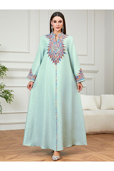 Take Two By Styli Green Embroidered A-Line Jalabiya