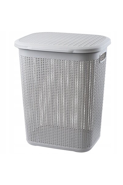 KADAX Coș de rufe 50L, recipient mare din plastic cu capac, gri