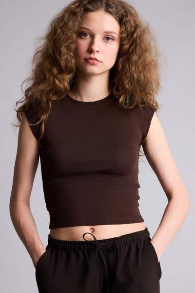 DeFacto Tricou cu mânecă scurtă Fitted guler rotund tricot texturat H1129AX26SP