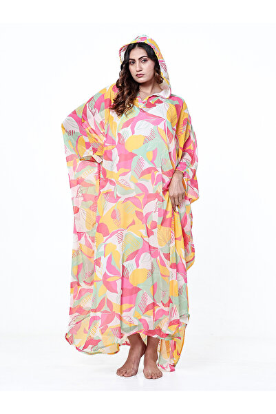 The Kaftan Company By Styli Multi Georgette Hooded Kaftan Nightdress with Inn...