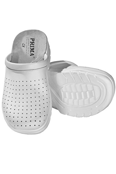Prima Leather clogs, PRIMA, perforated, white, size 36