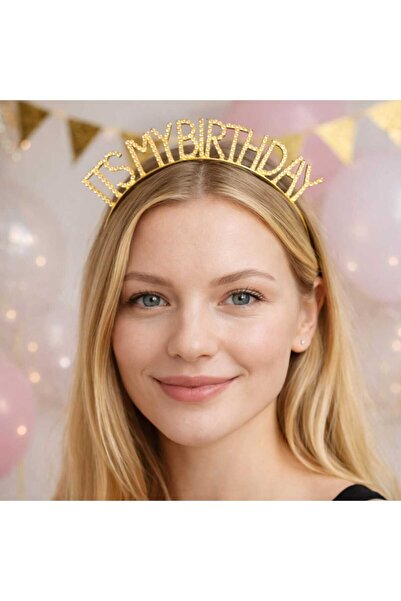 Happyewent It's My Birthday Written Gold Crown with Stones – Birthday Party C...
