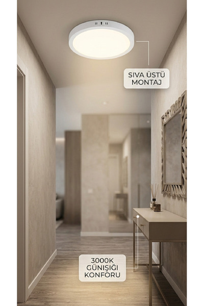 Senipa Günışığı Led Panel Sıva Üstü Armatür 3000 K -24 WATT- 28Cm