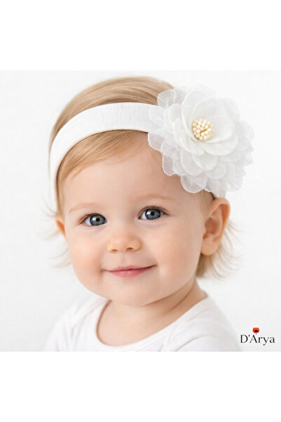Darya Dd750 Flower Tulle Detail Stretchy Baby Hair Band (8 cm)