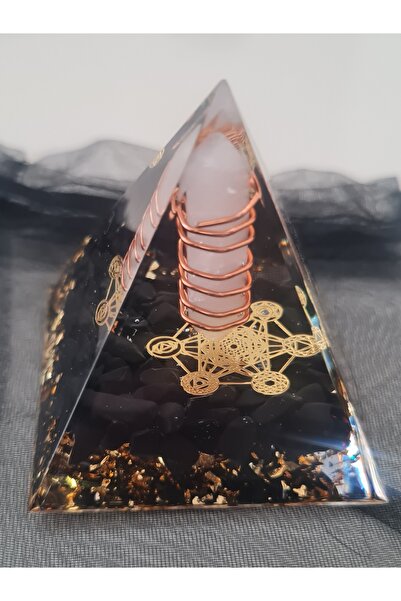 best bioenerji taş terapi ALTIN ORANLI Pembe Kuvars & Siyah Turmalin Orgon Pi...