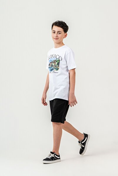 Mışıl Kids Pantaloni scurți pentru băieți Front Middle cu imprimeu Double Lon...