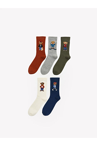 LC Waikiki Mixed Bear Embroidered Men's Socks 5-Piece Set