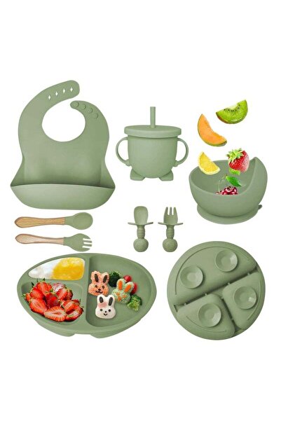 Arabest طقم تغذية أطفال من السيليكون مكون من 9 قطع، أدوات فطام مع وعاء شفط وك...