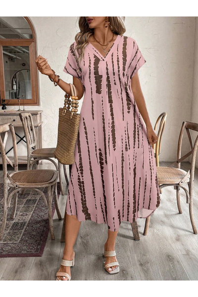 Take Two By Styli Pink Graphic Printed A-Line Dress