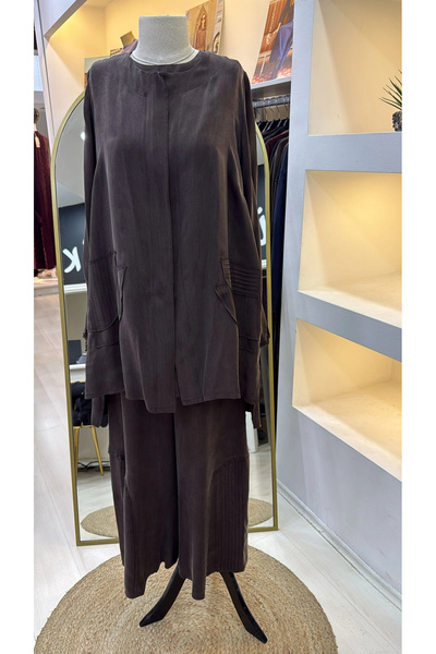 MissWhence Jacket Trousers Three-Piece Suit 39208 Coffee