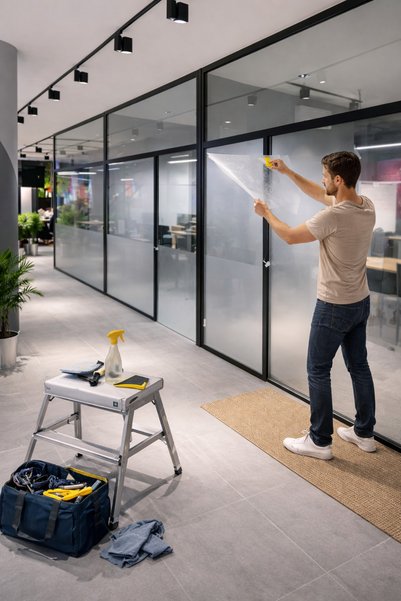 cyatelier Frosted Window Film, Glass Coating Foil, Glass Sticker, Matte Glass Film for Window Door Office Balcony Glass