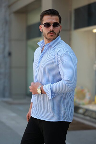 Minharir Erkek Çizgili Poplin Gömlek