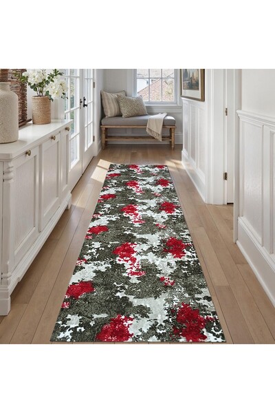 OEM Covor Antiderapant April Premium, Maro cu Rosu, 80 x 300 cm