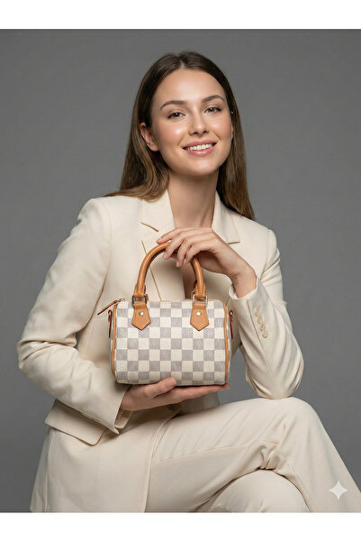 Derinbags Beige Dama Patterned Mini Women's Handbag and Shoulder Bag Day Casu...