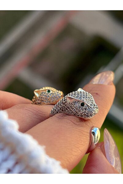 Alexis Carrel خاتم فضي قابل للتعديل مع شكل نمر متوهج