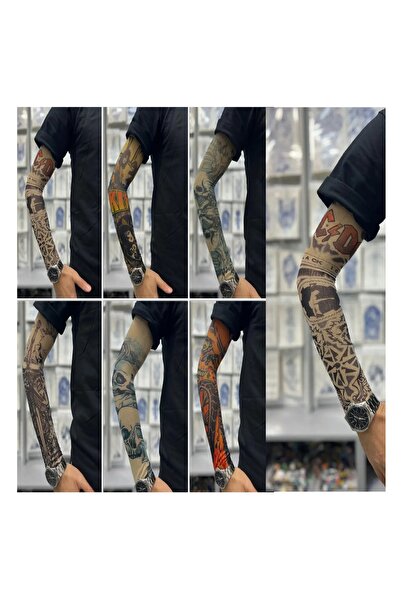 Airbrush Tattoo Renkli Modeller 6 Çift 12 Adet Giyilebilir Çorap Dövme