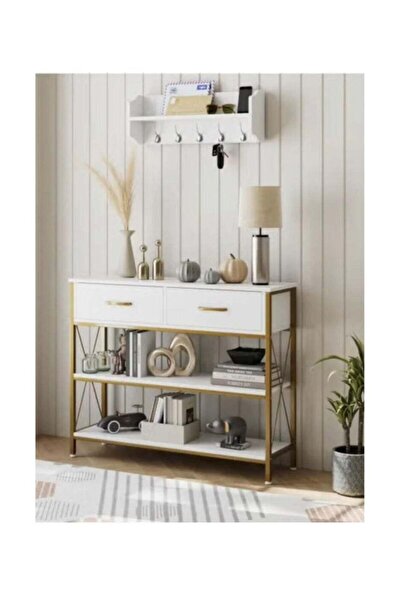 Generic Multipurpose Narrow Console Table, Sofa Table with 2 Drawers and 2 St...